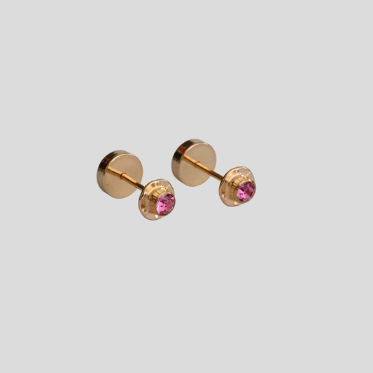 Aros Abridores Chatón Rosa Oro Rosado 14K