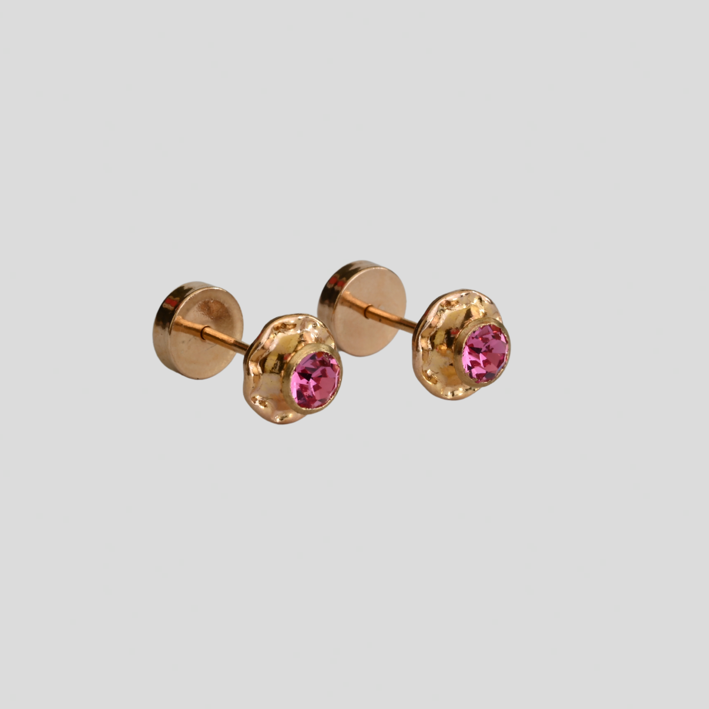 Aros Abridores Chatón Rosa Oro Rosado 14K
