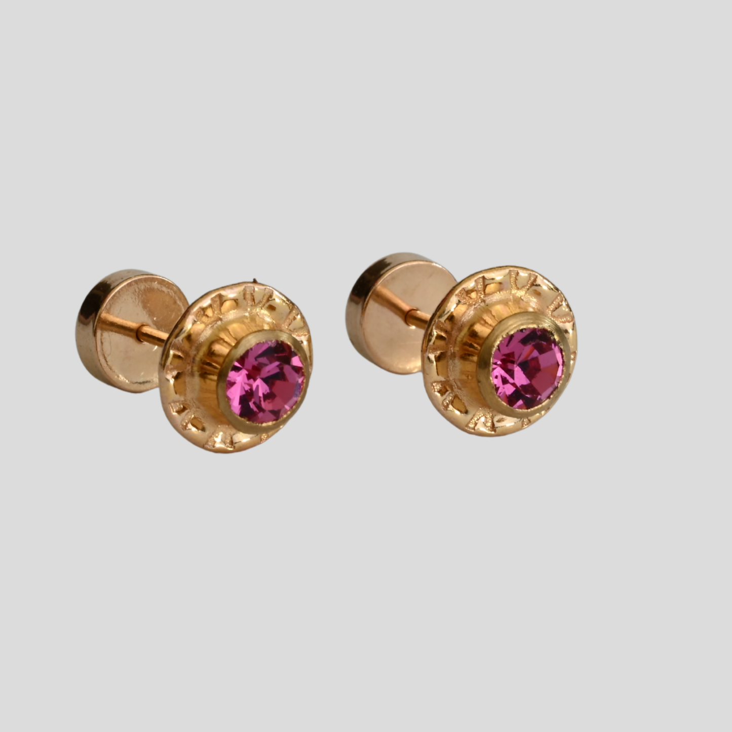 Aros Abridores Chatón Rosa Oro Rosado 14K
