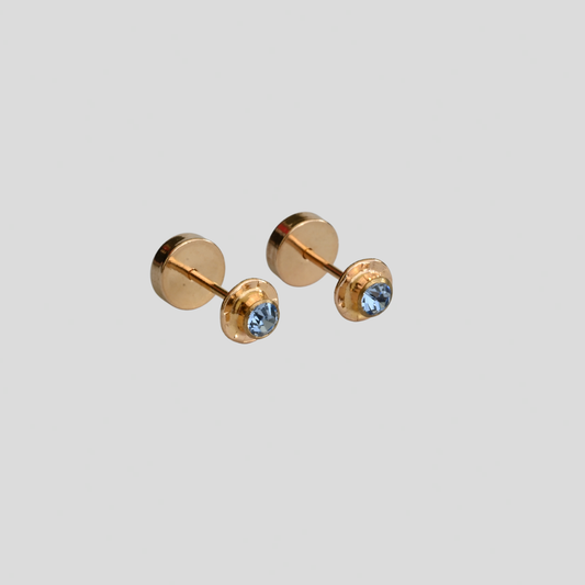 Aros Abridores Chatón Agua Marina Oro 14K