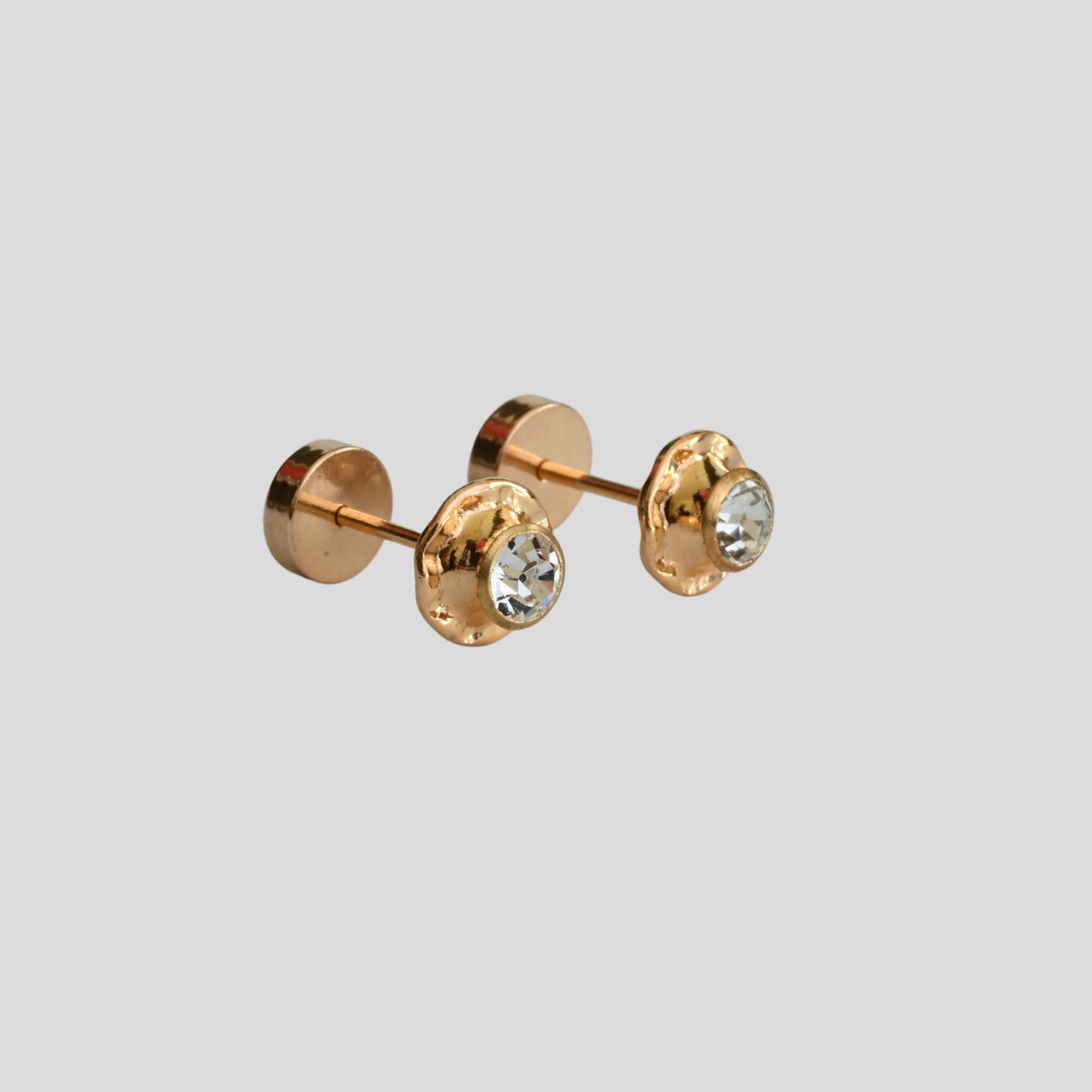 Aros Abridores Chatón Blanco Oro Rosado 14K