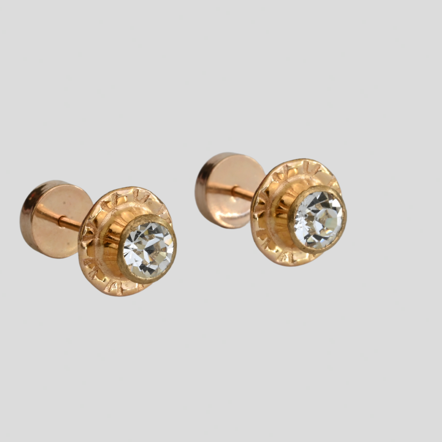 Aros Abridores Chatón Blanco Oro Rosado 14K
