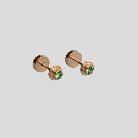 Aros Abridores Chatón Esmeralda Oro Rosado 14K