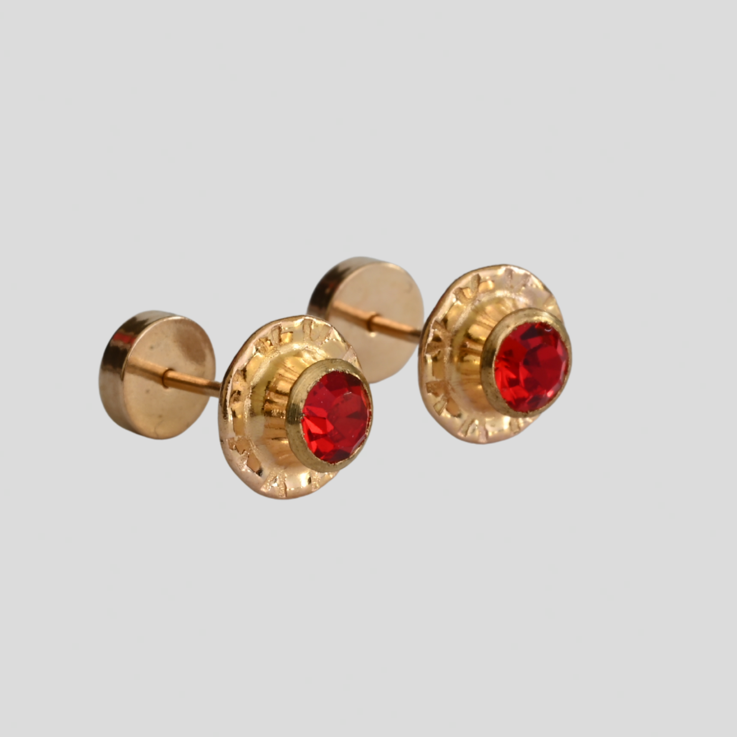 Aros Abridores Chatón Rubí Oro Rosado 14K