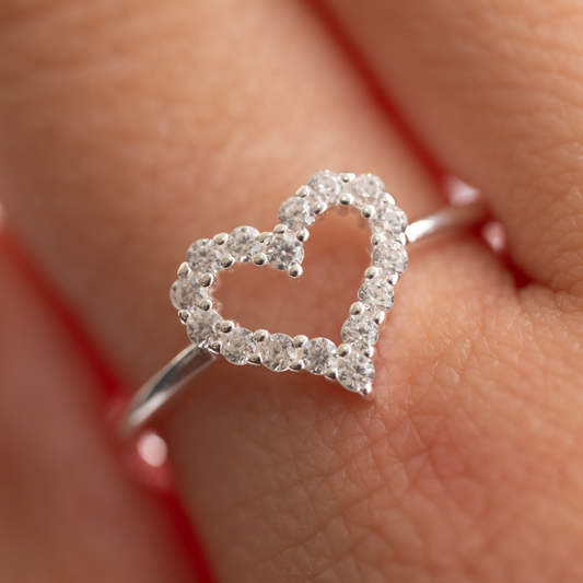 Anillo plata 925 Corazón Brillante