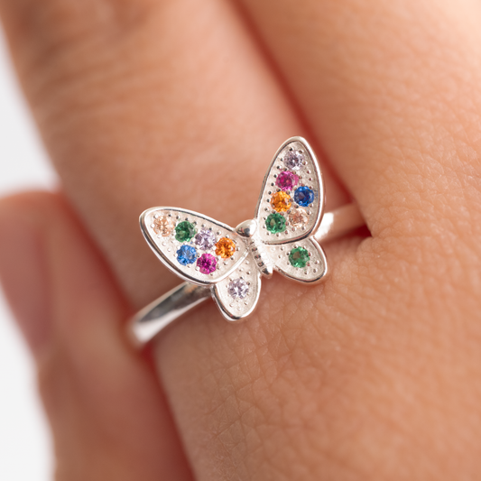 Anillo plata 925 Mariposa Multicolor