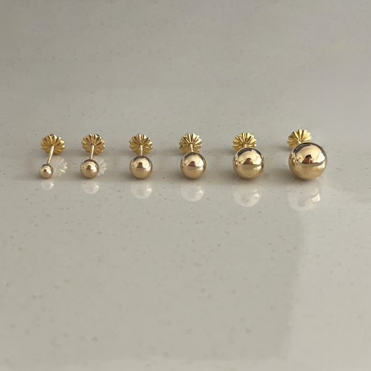 Aros bolita Oro Rosado 18K