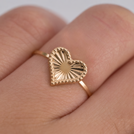 Anillo Corazón en Oro Rosado 18K