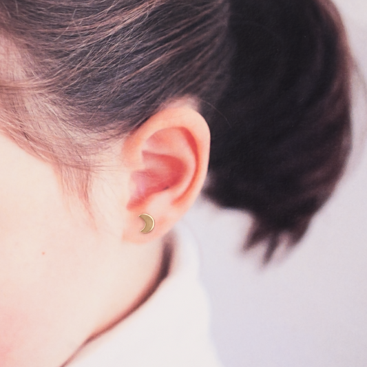 Aros Luna Oro Rosado 18K