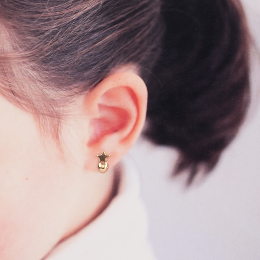 Aros Estrella y Corazón Oro Rosado 18K