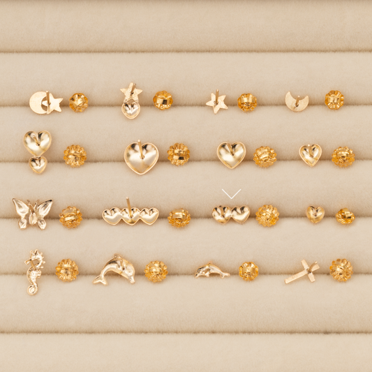 Aros Doble Corazón Oro Rosado 18K