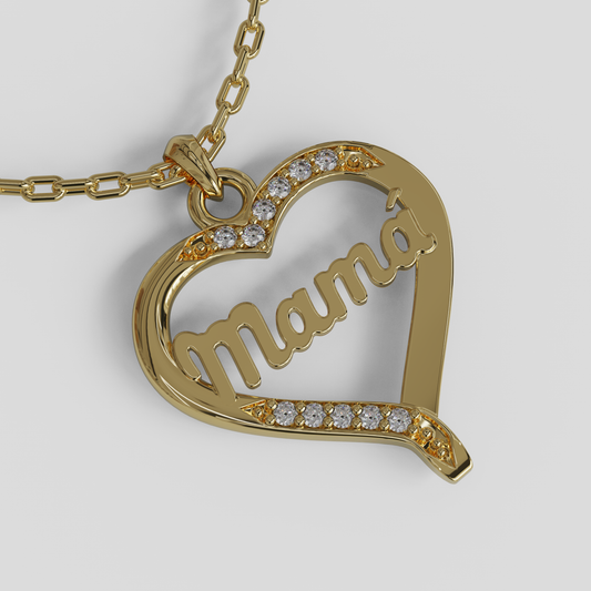 Conjunto Cadena Limada con Colgante Corazón Mamá