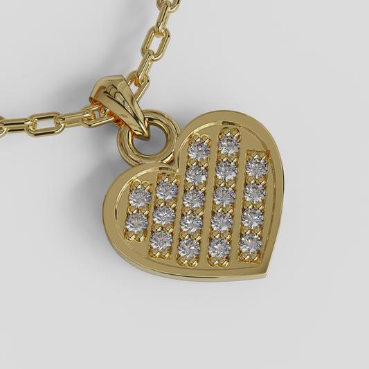 Conjunto Cadena Limada con Colgante Corazón Brillante