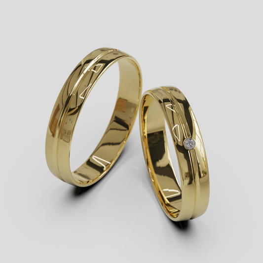 Argollas de Matrimonio Horizonte Media Caña Oro 18k 4mm