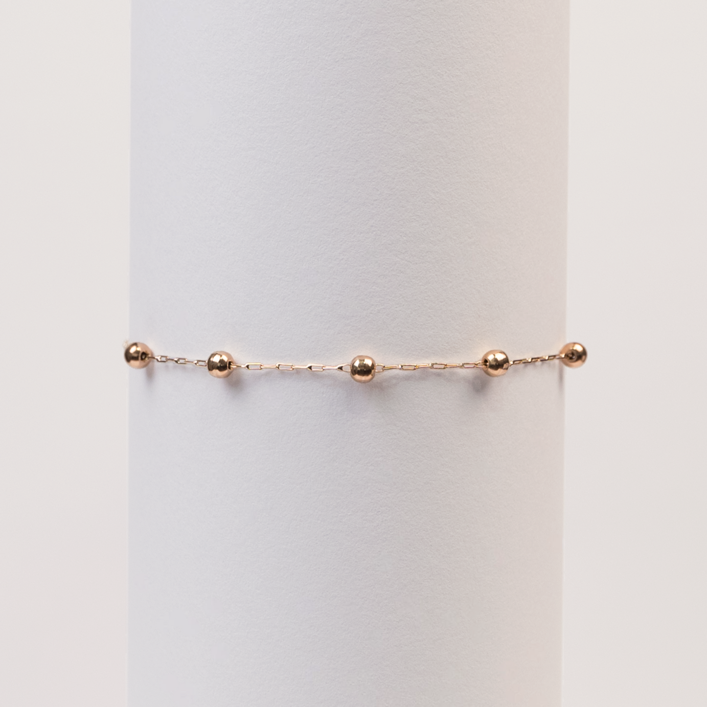 Pulsera Limada con Bolitas Oro Rosado 18K