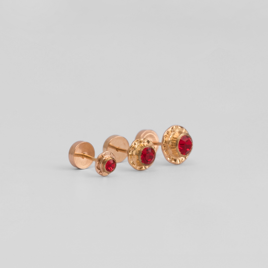 Aros Abridores Chatón Rubí Oro 14K