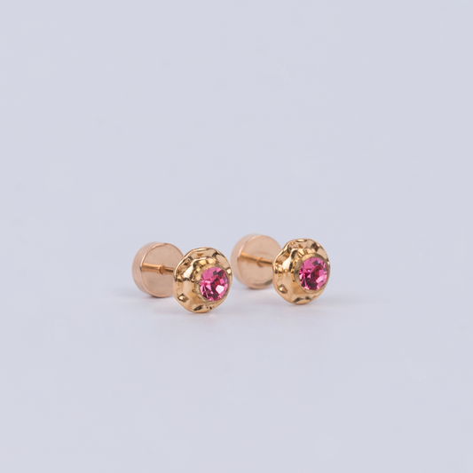 Aros Abridores Chatón Rosa Oro 14K