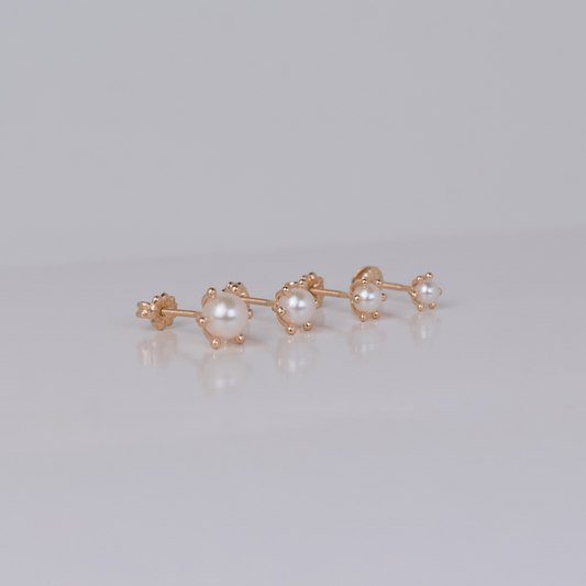 Aros Perla Pistilo Oro 18K