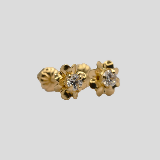 Aros Flor de Trébol Mediano Oro Rosado 18k