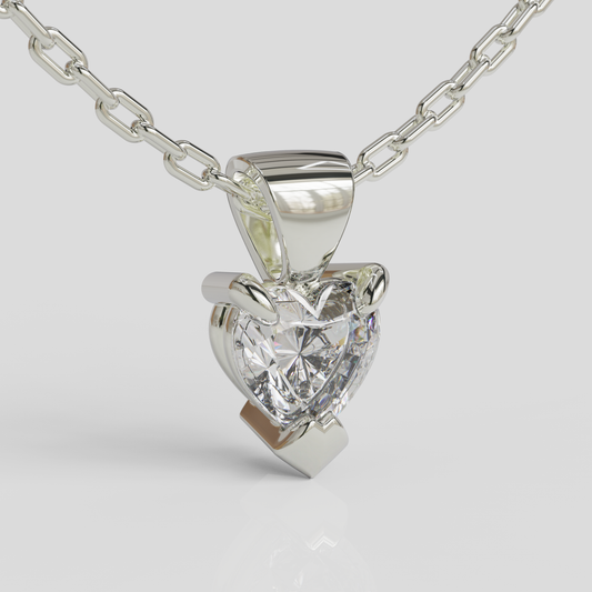 Conjunto Punto de Luz Corazón y Cadena Limada Plata
