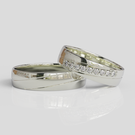 Argollas de Matrimonio Diagonal Plata 950