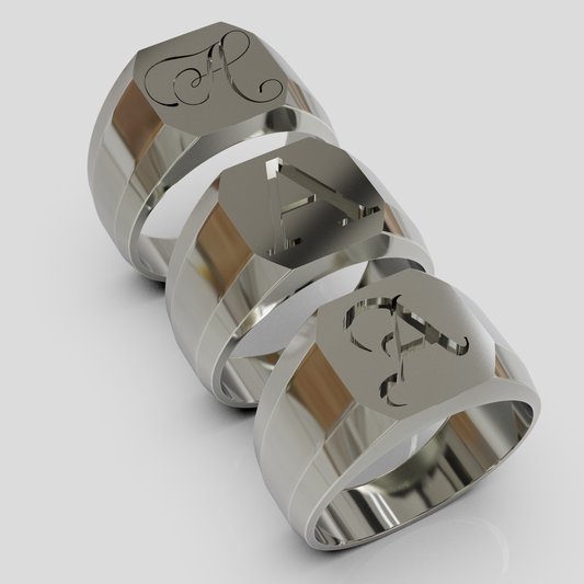 Anillo Sello Cuadrado Personalizable Plata 950