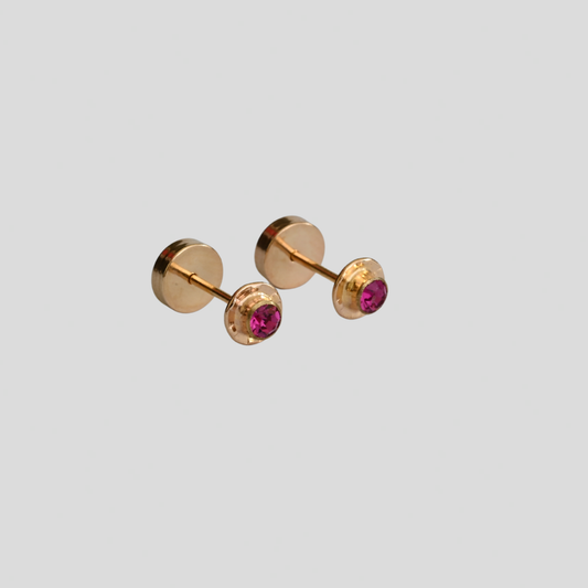 Aros Abridores Chatón Morado Oro Rosado 14K