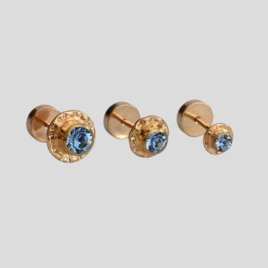 Aros Abridores Chatón Agua Marina Oro 14K