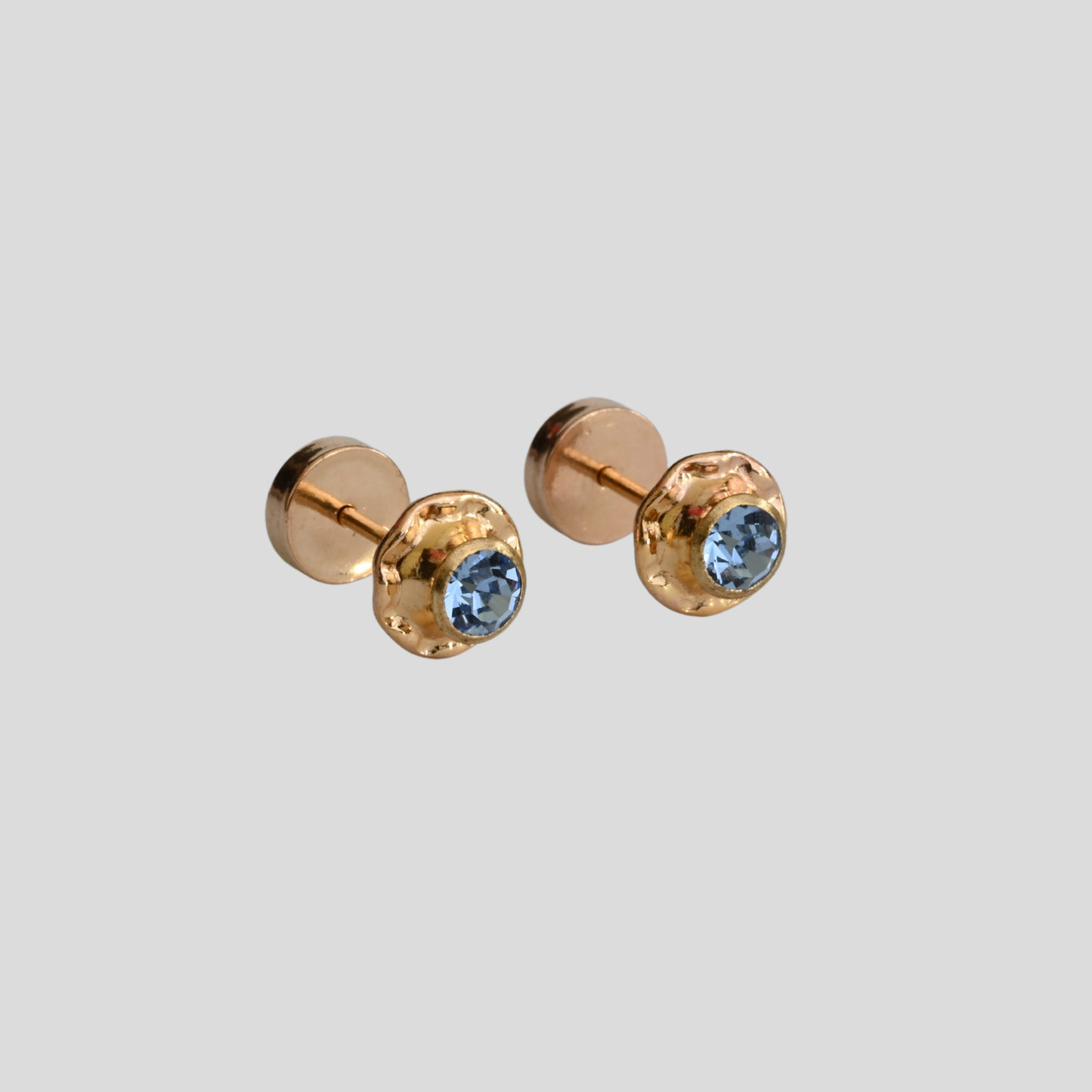 Aros Abridores Chatón Agua Marina Oro 14K