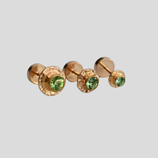 Aros Abridores Chatón Esmeralda Oro Rosado 14K