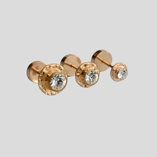 Aros Abridores Chatón Blanco Oro Rosado 14K