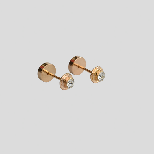 Aros Abridores Chatón Blanco Oro Rosado 14K