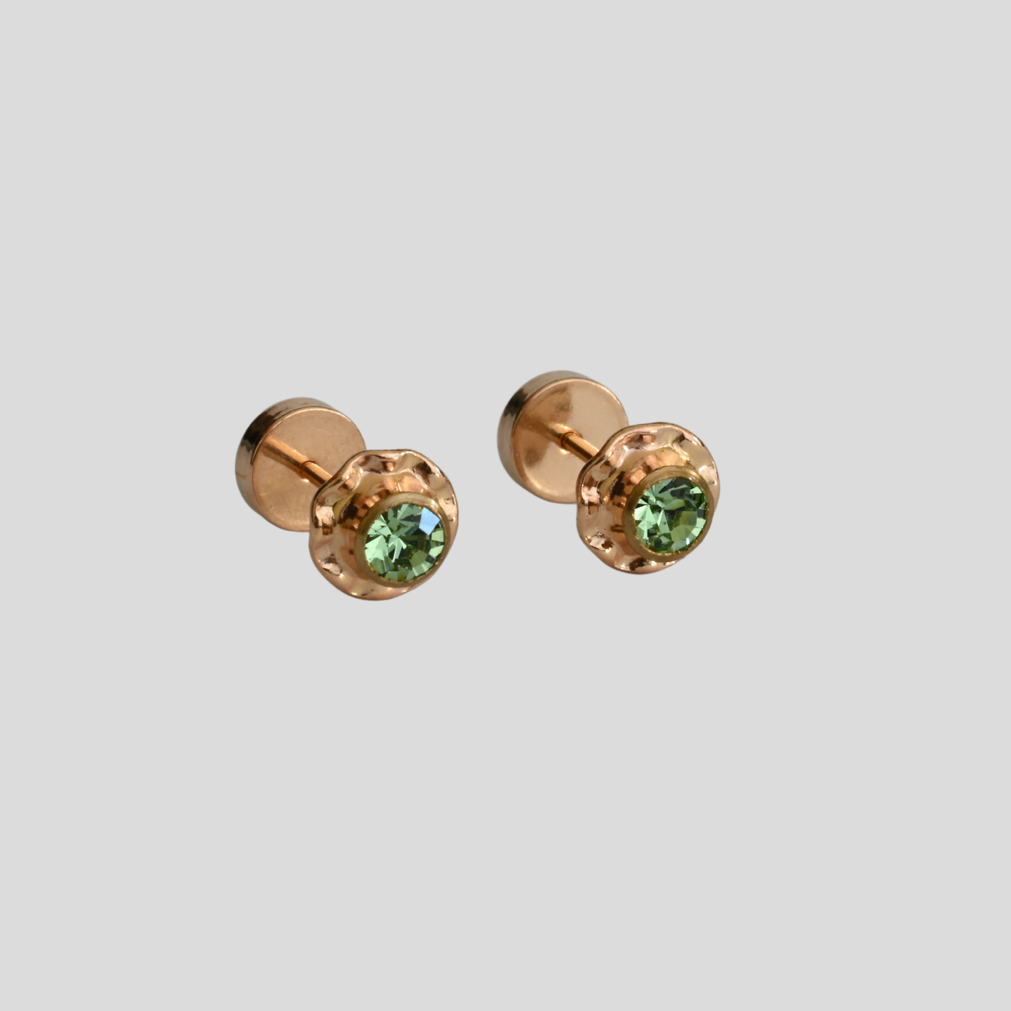 Aros Abridores Chatón Esmeralda Oro Rosado 14K