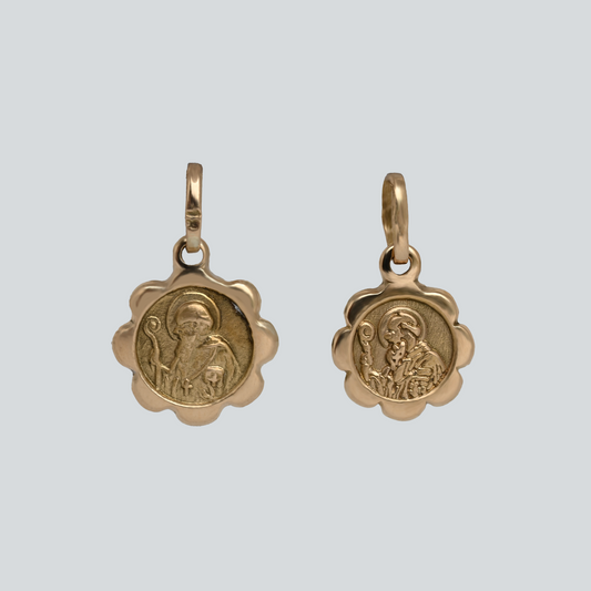 Dije Medalla San Benito  Oro Rosado 18K
