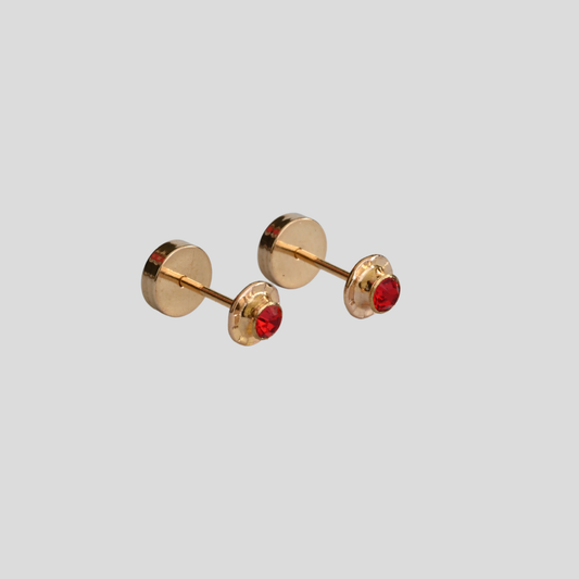 Aros Abridores Chatón Rubí Oro Rosado 14K