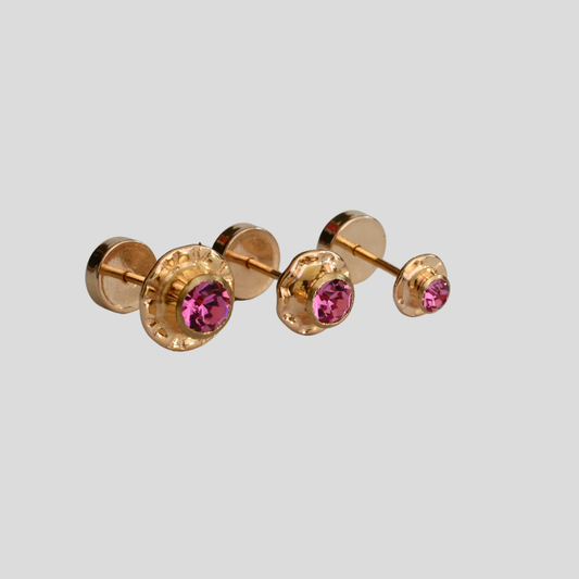 Aros Abridores Chatón Rosa Oro Rosado 14K