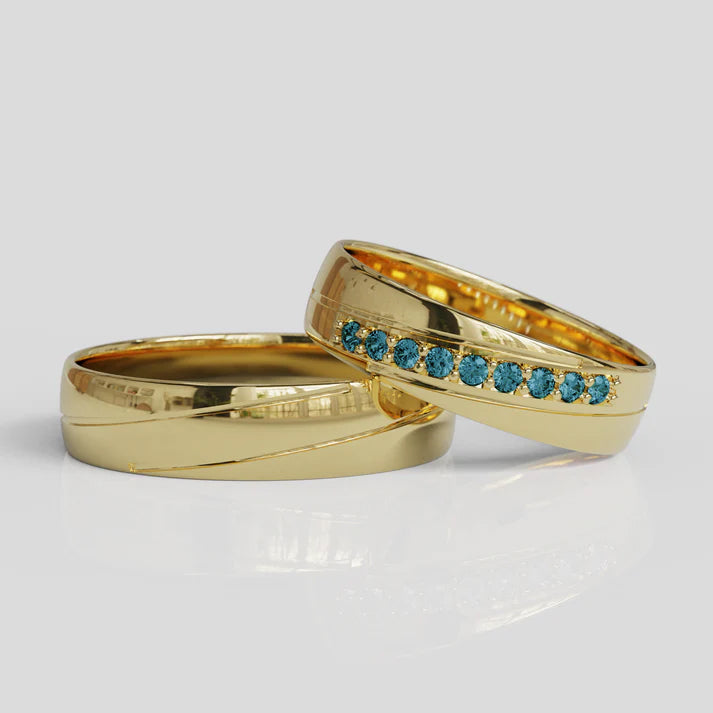 Argollas de Matrimonio Diagonal Oro 18k