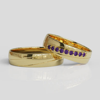 Argollas de Matrimonio Diagonal Oro 18k