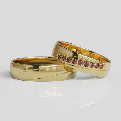 Argollas de Matrimonio Diagonal Oro 18k