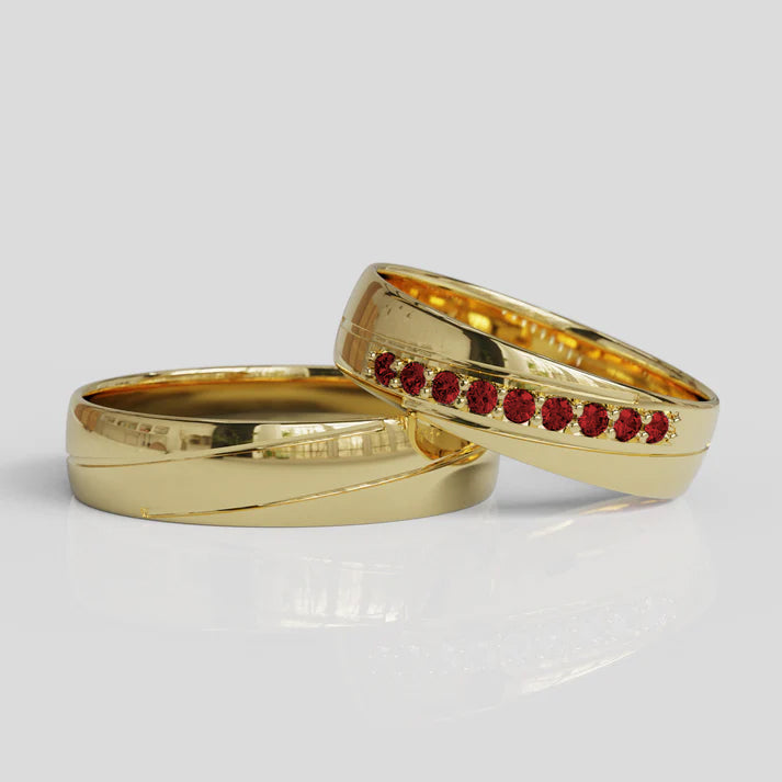 Argollas de Matrimonio Diagonal Oro 18k