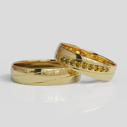 Argollas de Matrimonio Diagonal Oro 18k