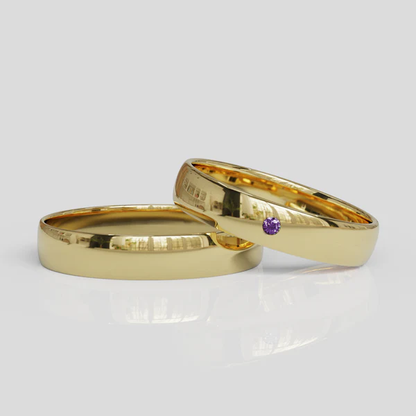 Argollas de Matrimonio Media Caña Destello Oro 18k 4mm