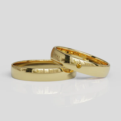 Argollas de Matrimonio Media Caña Destello Oro 18k 4mm