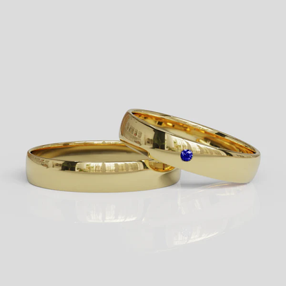 Argollas de Matrimonio Media Caña Destello Oro 18k 4mm