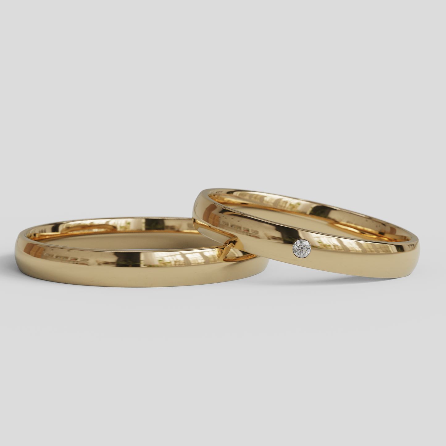 Argollas de Matrimonio Inglesas Brillante Confort Oro 18k 3mm
