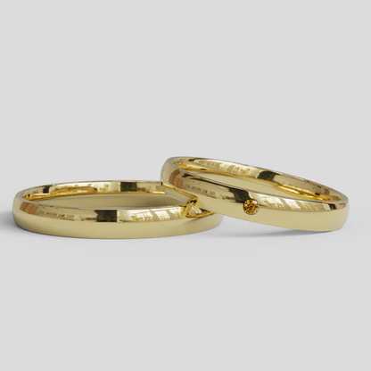 Argollas de Matrimonio Inglesas Brillante Confort Oro 18k 3mm