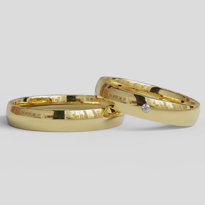 Argollas de Matrimonio Inglesas Brillante Confort Oro 18k 4mm