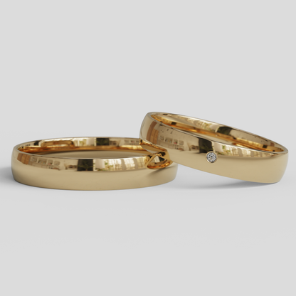 Argollas de Matrimonio Inglesas Brillante Confort Oro 18k 4mm