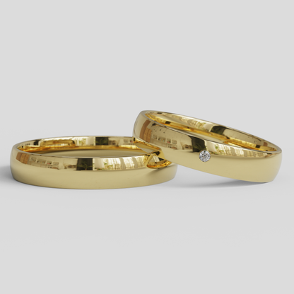 Argollas de Matrimonio Inglesas Brillante Confort Oro 18k 4mm