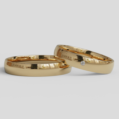 Argollas de Matrimonio Inglesas Brillante Confort Oro 18k 4mm